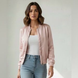 Brandy ❤️ Melville light pink shimmery jacket, full zipper, pockets, very cool,S